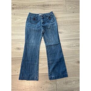 Chicos Flare Jeans Wide Leg Trouser Y2k Mid Rise Medium Wash Blue Size 1  (8-10)